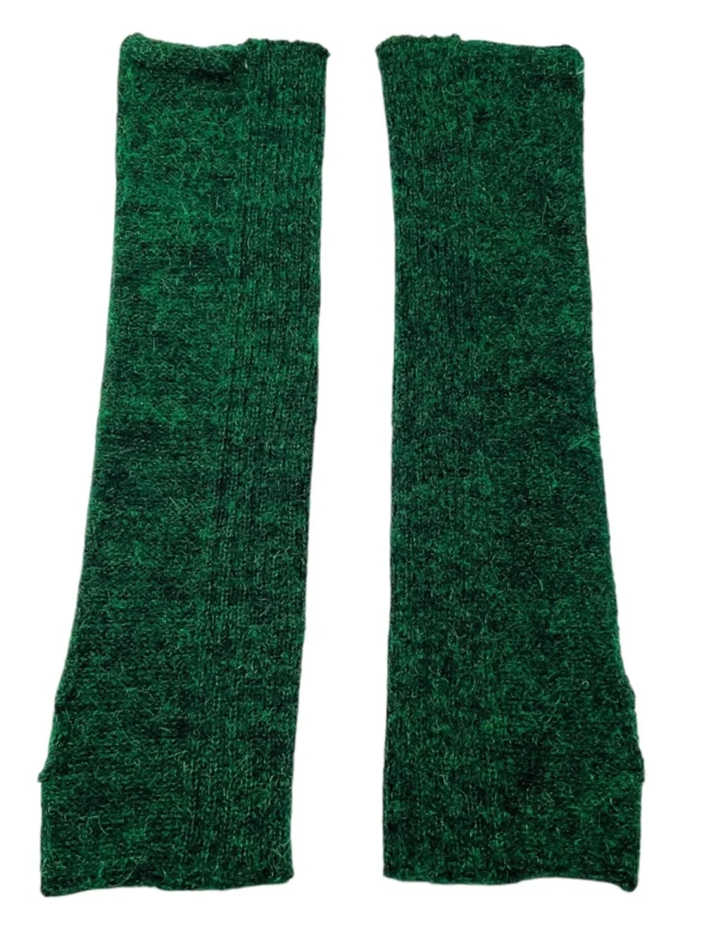 CHANEL GREEN MOHAIR KNIT ARM WARMERS WITH JEWEL STONE EMBELLISHMENT